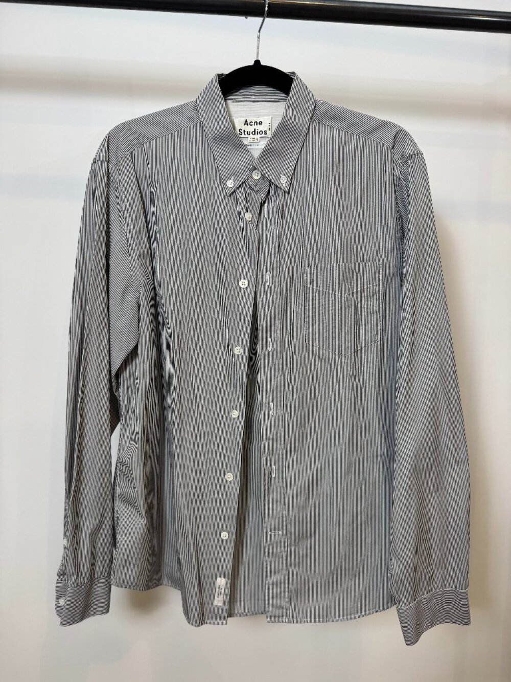 Acne Studios Grey White Striped Button Down Shirt